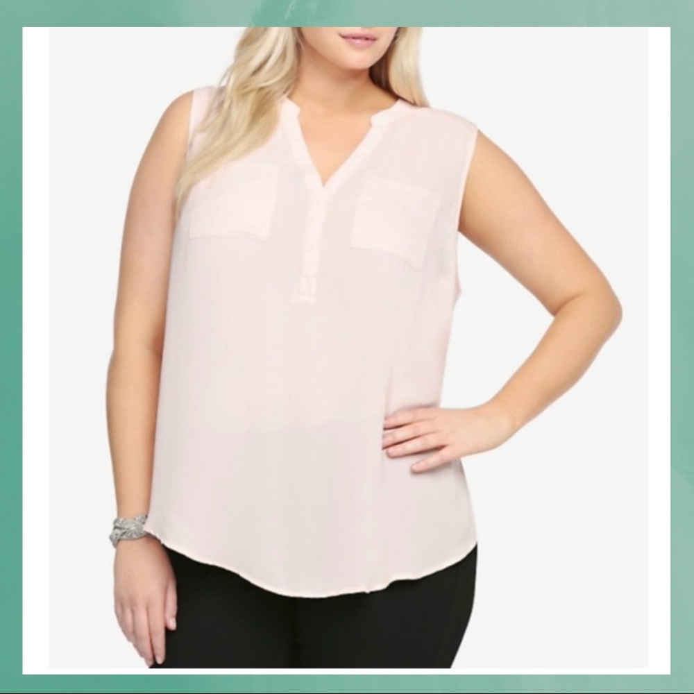 Torrid Blush Pink Sleeveless Pocket Blouse